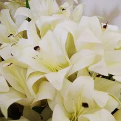 Leaf 12 X 60cm Artificial Lily Stem White (144 Flowers) -HOMCO Garden Shop 12 x 60cm artificial lily stem white 144 flowers 5060950402571 04c MP