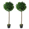 120cm Leaf Design UK Pair Of Artificial Bay Topiary Ball Trees -HOMCO Garden Shop 120cm leaf design uk pair of artificial bay topiary ball trees5060532977459 01c MP