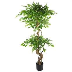 Leaf 150cm Twisted Trunk Artificial Japanese Fruticosa Ficus Tree Rainbow Planter -HOMCO Garden Shop 150cm twisted trunk artificial japanese fruticosa ficus tree rainbow planter5060532979491 04c MP