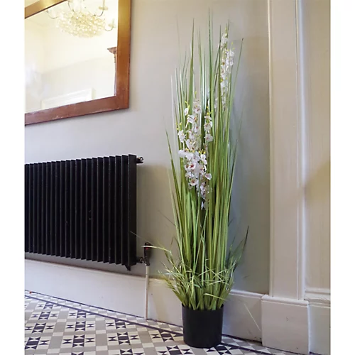 Leaf 165cm Artificial Grass Plant With White Orchid Flowers 3 Leaf 165cm Artificial Grass Plant With White Orchid Flowers