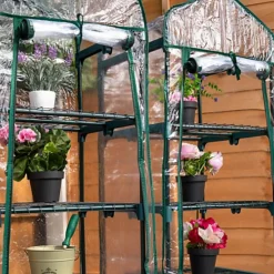 2 PACK Of Outdoor Garden Mini Greenhouse 141cm Tall With 4 Shelves Green House, Waterproof Transparent PVC Cover Roll Up Zip Door -HOMCO Garden Shop 2 pack of outdoor garden mini greenhouse 141cm tall with 4 shelves green house waterproof transparent pvc cover roll up zip door5060907222481 05c MP