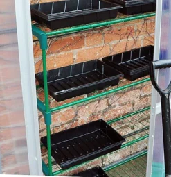 4 Tier Greenhouse Staging / Shelves H: 110cm W: 86cm & D: 30cm -HOMCO Garden Shop 4 tier greenhouse staging shelves h 110cm w 86cm d 30cm5056589102258 03c MP