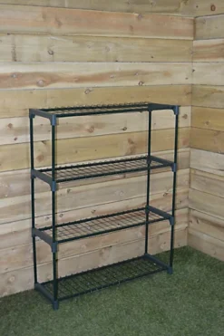 4 Tier Greenhouse Staging / Shelves H: 110cm W: 86cm & D: 30cm -HOMCO Garden Shop 4 tier greenhouse staging shelves h 110cm w 86cm d 30cm5056589102258 04c MP
