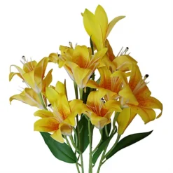 Leaf 60cm Artificial Lily Stem Yellow -HOMCO Garden Shop 60cm artificial lily stem yellow5060950401475 02c MP