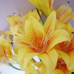 Leaf 60cm Artificial Lily Stem Yellow -HOMCO Garden Shop 60cm artificial lily stem yellow5060950401475 04c MP