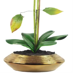 Leaf 70cm Artificial Orchid White With Gold Dish Ceramic Planter -HOMCO Garden Shop 70cm artificial orchid white with gold dish ceramic planter5060532973581 02c MP