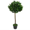 Leaf 90cm (3ft) Plain Natural Trunk Artificial Topiary Bay Laurel Ball Tree -HOMCO Garden Shop 90cm 3ft plain natural trunk artificial topiary bay laurel ball tree5060532970900 01c MP
