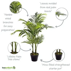 Best Artificial 100cm - 3ft 6" Areca Palm Tree - Indoor Outdoor -HOMCO Garden Shop best artificial 100cm 3ft 6 areca palm tree indoor outdoor5060256549826 03c MP