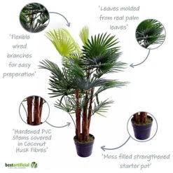 Best Artificial 3ft - 90cm Spider Finger Palm Tree -HOMCO Garden Shop best artificial 3ft 90cm spider finger palm tree5060256548577 03c MP