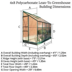 BillyOh Polycarbonate Lean-To Greenhouse - 4x8 Green -HOMCO Garden Shop billyoh polycarbonate lean to greenhouse 4x8 green5055715933520 06c MP