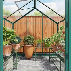 BillyOh Rosette Hobby Aluminium Polycarbonate Greenhouse - 6x6 Green -HOMCO Garden Shop billyoh rosette hobby aluminium polycarbonate greenhouse 6x6 green5055715919463 02c MP