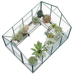 BillyOh Rosette Hobby Aluminium Polycarbonate Greenhouse - 6x8 Green -HOMCO Garden Shop billyoh rosette hobby aluminium polycarbonate greenhouse 6x8 green5055715919487 02c MP