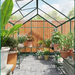 BillyOh Rosette Hobby Aluminium Polycarbonate Greenhouse - 6x8 Green -HOMCO Garden Shop billyoh rosette hobby aluminium polycarbonate greenhouse 6x8 green5055715919487 03c MP