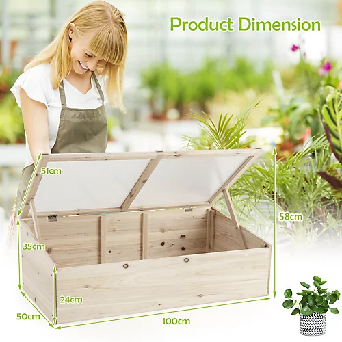 Costway 100 X 50cm Wooden Garden Portable Greenhouse Cold Frame Raised Planter Box 4 Costway 100 X 50cm Wooden Garden Portable Greenhouse Cold Frame Raised Planter Box - Image 2