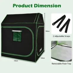 Costway 150x150x180cm Hydroponic Grow Tent Reflective Waterproof Grow Room Box -HOMCO Garden Shop costway 150x150x180cm hydroponic grow tent reflective waterproof grow room box6085649042172 02c MP