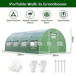 Costway 3MX6M Outdoor Greenhouse Walk-in W/ 10 Roll-up Windows 7 Costway 3MX6M Outdoor Greenhouse Walk-in W/ 10 Roll-up Windows -HOMCO Garden Shop costway 3mx6m outdoor greenhouse walk in w 10 roll up windows6085650664950 02c MP