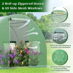 Costway 3MX6M Outdoor Greenhouse Walk-in W/ 10 Roll-up Windows 8 Costway 3MX6M Outdoor Greenhouse Walk-in W/ 10 Roll-up Windows -HOMCO Garden Shop costway 3mx6m outdoor greenhouse walk in w 10 roll up windows6085650664950 03c MP