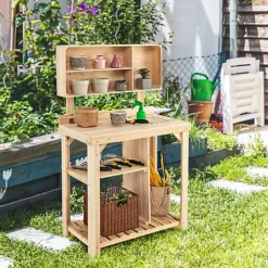Costway Garden Potting Table Outdoor Potting Bench Wooden Workstation -HOMCO Garden Shop costway garden potting table outdoor potting bench wooden workstation6085649033576 04c MP