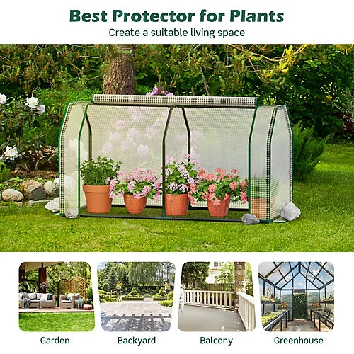 Costway Portable Greenhouse W/Roll-Up Zippered Door Indoor Outdoor Green Hot House 5 Costway Portable Greenhouse W/Roll-Up Zippered Door Indoor Outdoor Green Hot House - Image 3