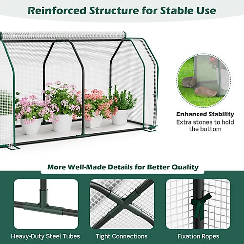 Costway Portable Greenhouse W/Roll-Up Zippered Door Indoor Outdoor Green Hot House 6 Costway Portable Greenhouse W/Roll-Up Zippered Door Indoor Outdoor Green Hot House - Image 4
