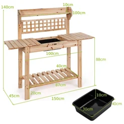 Costway Wooden Garden Potting Table Backyard Patio Balcony Workbench -HOMCO Garden Shop costway wooden garden potting table backyard patio balcony workbench6085649670900 03c MP