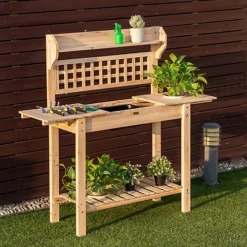 Costway Wooden Garden Potting Table Backyard Patio Balcony Workbench -HOMCO Garden Shop costway wooden garden potting table backyard patio balcony workbench6085649670900 04c MP