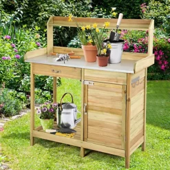 Costway Wooden Outdoor Potting Bench Table Garden Plant Bench Workstation 9 Costway Wooden Outdoor Potting Bench Table Garden Plant Bench Workstation -HOMCO Garden Shop costway wooden outdoor potting bench table garden plant bench workstation6085649041564 04c MP