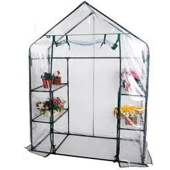 Easigear Walk In 4 Shelf Greenhouse/ Grow House W/ PVC Cover For Garden -HOMCO Garden Shop easigear walk in 4 shelf greenhouse grow house w pvc cover for garden5060704673158 02c MP