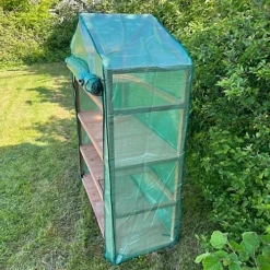 Extra Wide 4 Tier Wooden Mini Greenhouse With Reinforced Cover -HOMCO Garden Shop extra wide 4 tier wooden mini greenhouse with reinforced cover5056589502485 03c MP