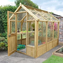 Forest Garden Vale Natural Timber 8x6 Greenhouse -HOMCO Garden Shop forest garden vale natural timber 8x6 greenhouse5013053153857 01i
