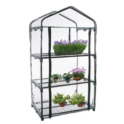 Greenhouse With Easy-Fit Frame And Heavy Duty Cover - 3 Shelf -HOMCO Garden Shop greenhouse with easy fit frame and heavy duty cover 3 shelf5053360871334 02c MP