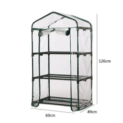Greenhouse With Easy-Fit Frame And Heavy Duty Cover - 3 Shelf -HOMCO Garden Shop greenhouse with easy fit frame and heavy duty cover 3 shelf5053360871334 03c MP