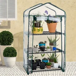 Greenhouse With Easy-Fit Frame And Heavy Duty Cover - 3 Shelf -HOMCO Garden Shop greenhouse with easy fit frame and heavy duty cover 3 shelf5053360871334 04c MP