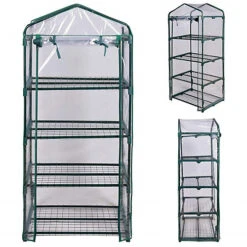 Greenhouse With Easy-Fit Frame And Heavy Duty Cover - 4 Shelf -HOMCO Garden Shop greenhouse with easy fit frame and heavy duty cover 4 shelf5053360871341 02c MP