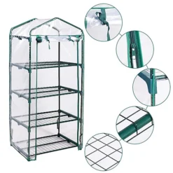 Greenhouse With Easy-Fit Frame And Heavy Duty Cover - 4 Shelf -HOMCO Garden Shop greenhouse with easy fit frame and heavy duty cover 4 shelf5053360871341 03c MP