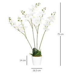 HOMCOM Artificial Flowers Potted White Orchid Plant For Table Home Decor -HOMCO Garden Shop homcom artificial flowers potted white orchid plant for table home decor5056602933043 03c MP
