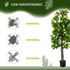 HOMCOM Artificial Lemon Tree Fake Plant In Pot Indoor Outdoor Décor 135cm -HOMCO Garden Shop homcom artificial lemon tree fake plant in pot indoor outdoor d cor 135cm5056534539849 06c MP
