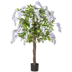 HOMCOM Artificial Realistic Wisteria Flower Tree Faux Plant For Indoor Décor -HOMCO Garden Shop homcom artificial realistic wisteria flower tree faux plant for indoor d cor5056534539740 02c MP