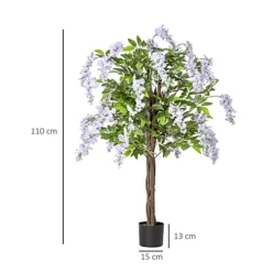 HOMCOM Artificial Realistic Wisteria Flower Tree Faux Plant For Indoor Décor -HOMCO Garden Shop homcom artificial realistic wisteria flower tree faux plant for indoor d cor5056534539740 03c MP