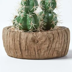 Homescapes Echinocactus Artificial Cactus In Round Wooden Planter, 15 Cm Tall -HOMCO Garden Shop homescapes echinocactus artificial cactus in round wooden planter 15 cm tall5055967493971 04c MP