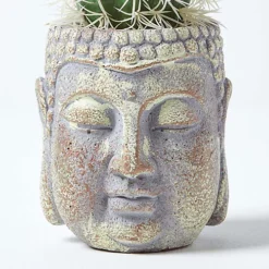 Homescapes Echioncactus Artificial Cactus In Decorative Buddha Head Stone Pot, 24 Cm Tall -HOMCO Garden Shop homescapes echioncactus artificial cactus in decorative buddha head stone pot 24 cm tall5055967493889 03c MP