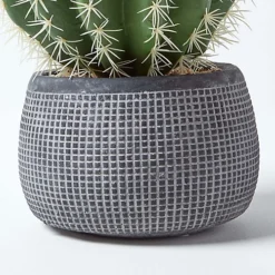 Homescapes Golden Barrel Artificial Cactus In Textured Stone Grey Pot, 38 Cm Tall -HOMCO Garden Shop homescapes golden barrel artificial cactus in textured stone grey pot 38 cm tall5055967494039 04c MP