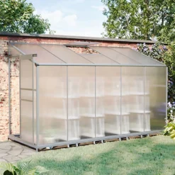 Livingandhome 10 X 4 Ft Lean To Polycarbonate Greenhouse With Window Opening And Base -HOMCO Garden Shop livingandhome 10 x 4 ft lean to polycarbonate greenhouse with window opening and base0735940255417 02c MP