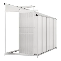 Livingandhome 10 X 4 Ft Lean To Polycarbonate Greenhouse With Window Opening And Base -HOMCO Garden Shop livingandhome 10 x 4 ft lean to polycarbonate greenhouse with window opening and base0735940255417 04c MP
