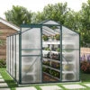 Livingandhome 10 X 6 Ft Polycarbonate Greenhouse Aluminium Frame Garden Green House,Green -HOMCO Garden Shop livingandhome 10 x 6 ft polycarbonate greenhouse aluminium frame garden green house green0735940226189 01c MP