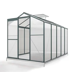 Livingandhome 10 X 6 Ft Polycarbonate Greenhouse Aluminium Frame Garden Green House With Base Foundation,Green -HOMCO Garden Shop livingandhome 10 x 6 ft polycarbonate greenhouse aluminium frame garden green house with base foundation green0735940226172 06c MP