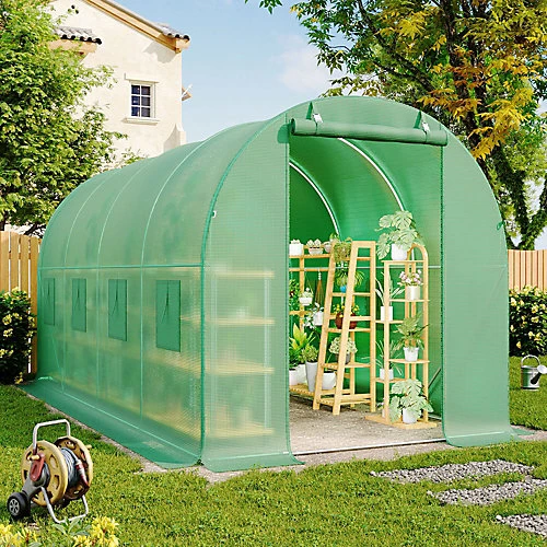 Livingandhome 13 X 6 Ft Green Outdoor Walk In Tunnel Steel Frame Greenhouse With Roll Up Door Windows 3 Livingandhome 13 X 6 Ft Green Outdoor Walk In Tunnel Steel Frame Greenhouse With Roll Up Door Windows