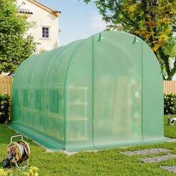 Livingandhome 13 X 6 Ft Green Outdoor Walk In Tunnel Steel Frame Greenhouse With Roll Up Door Windows 7 Livingandhome 13 X 6 Ft Green Outdoor Walk In Tunnel Steel Frame Greenhouse With Roll Up Door Windows -HOMCO Garden Shop livingandhome 13 x 6 ft green outdoor walk in tunnel steel frame greenhouse with roll up door windows0670586480345 02c MP