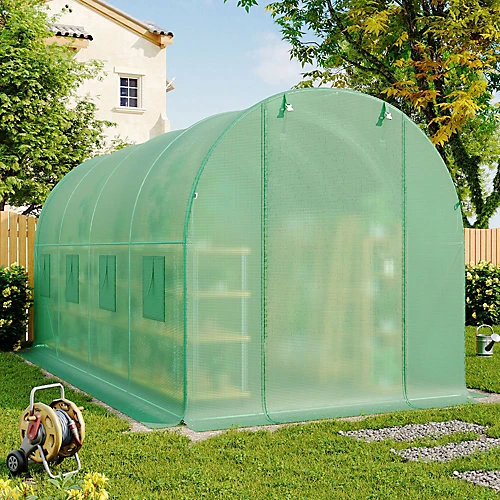 Livingandhome 13 X 6 Ft Green Outdoor Walk In Tunnel Steel Frame Greenhouse With Roll Up Door Windows 4 Livingandhome 13 X 6 Ft Green Outdoor Walk In Tunnel Steel Frame Greenhouse With Roll Up Door Windows - Image 2