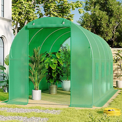 Livingandhome 13 X 6 Ft Green Outdoor Walk In Tunnel Steel Frame Greenhouse With Roll Up Door Windows 5 Livingandhome 13 X 6 Ft Green Outdoor Walk In Tunnel Steel Frame Greenhouse With Roll Up Door Windows - Image 3